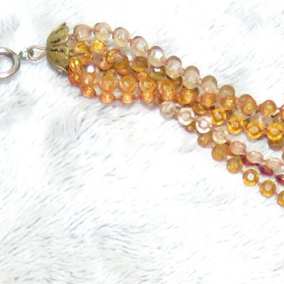 Lot 2 Vintage Bead Necklaces (Plastic) -8 Multi Strand Amber 48"/Light Blue 58" - Picture 14 of 16